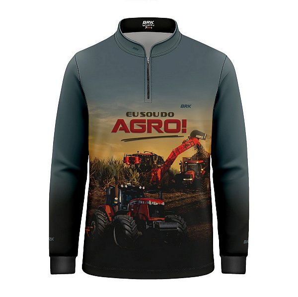 Camisa Agro Infantil Brk Eu Sou do Agro Trator Agrícola com Proteção UV50