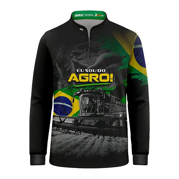 Camisa Agro Infantil Brk Eu Sou do Agro Colheitadeira Axial com Proteção UV50