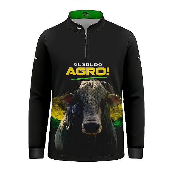 Camisa Agro Infantil Brk Eu Sou do Agro Preta Boi com Proteção UV50