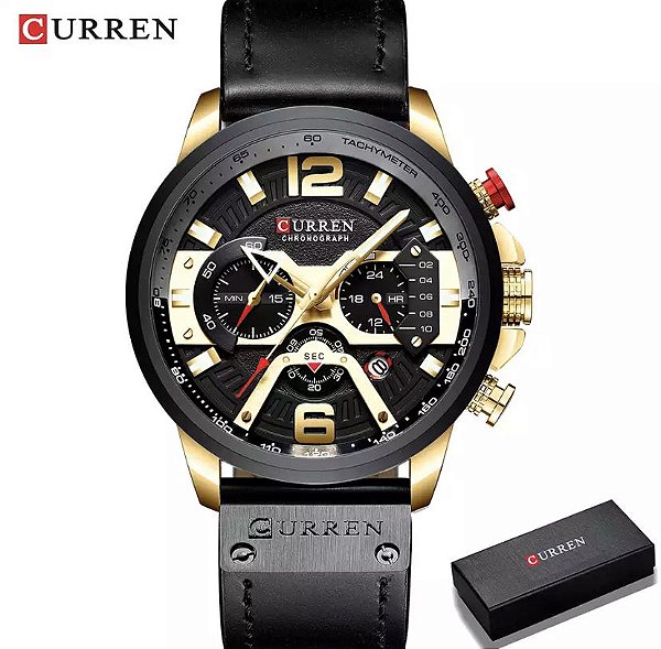 Relógio Curren 8329 Masculino Gold Black