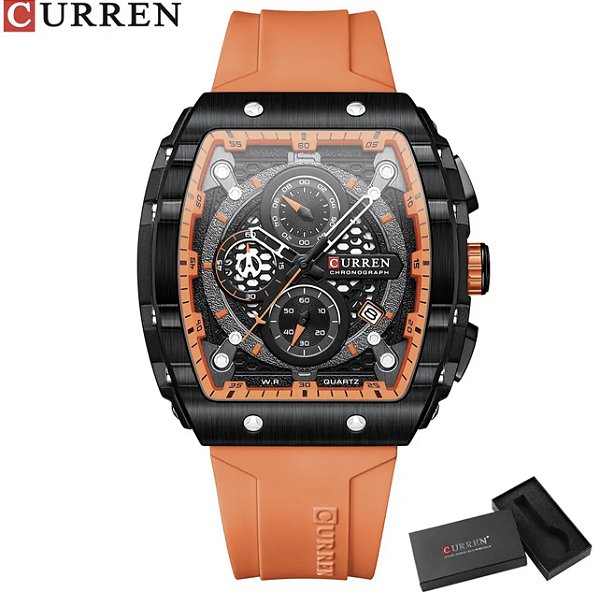 Relógio Curren Masculino 8442 Laranja