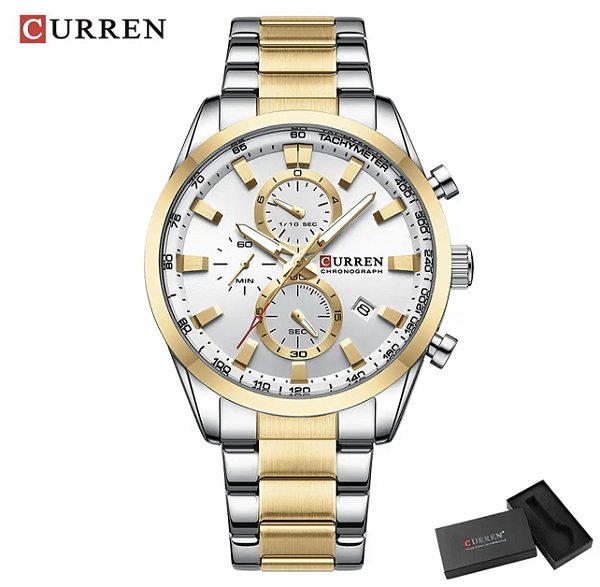 Relógio Curren 8445 Dourado com Prata
