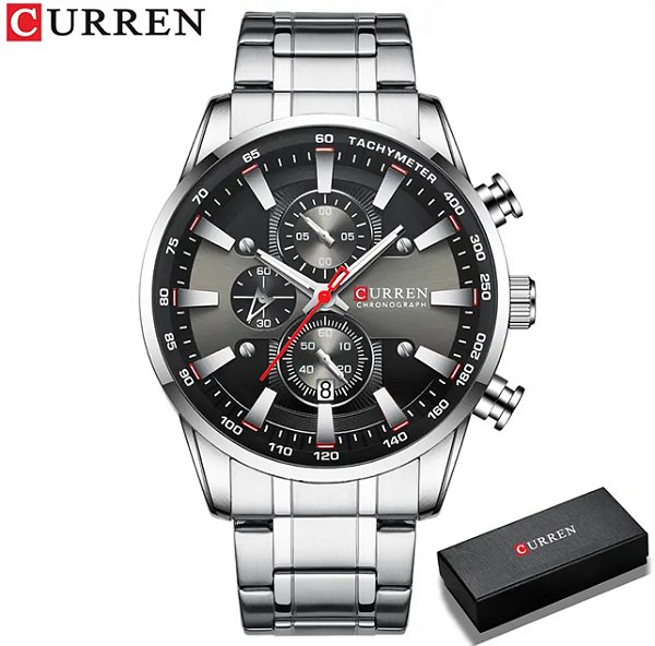 Relógio Curren 8351 Prata com preto