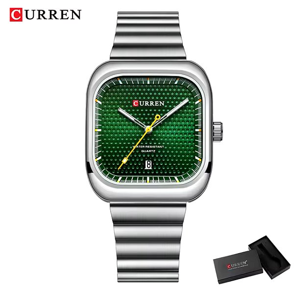 Relógio Curren 8460 Prata com Verde