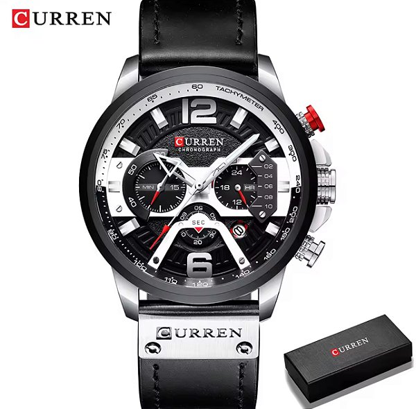 Relógio Curren 8329 Preto com Prata