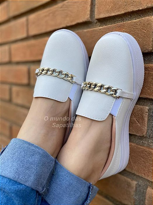 Tênis Slip On Corrente Branco