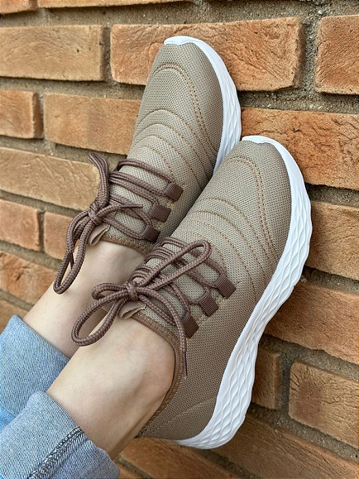 Tênis Meia Bordado Capuccino