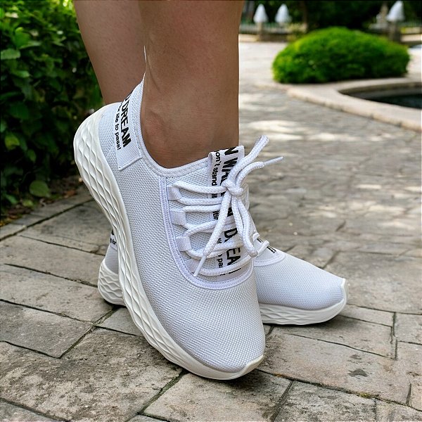 Tênis Meia Run Branco detalhe Preto