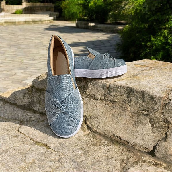 Tênis Slip On Nó Jeans Claro