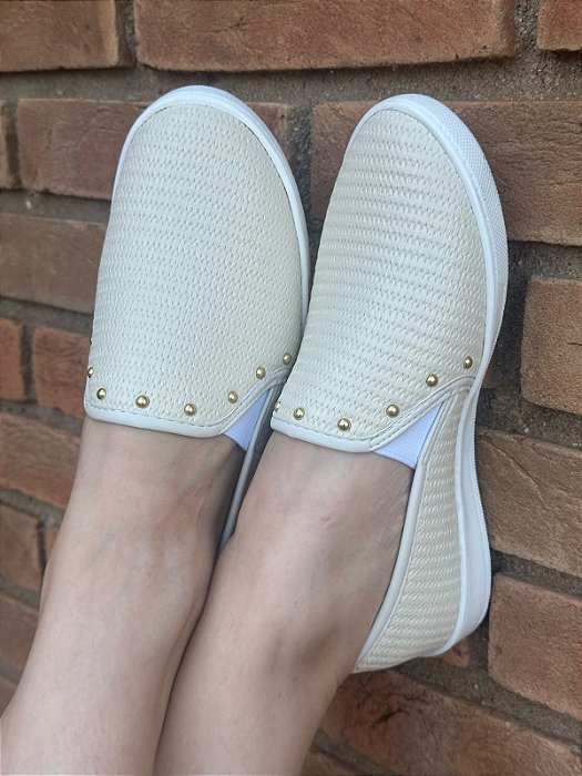 Tênis Slip On Palha Spike Off-White