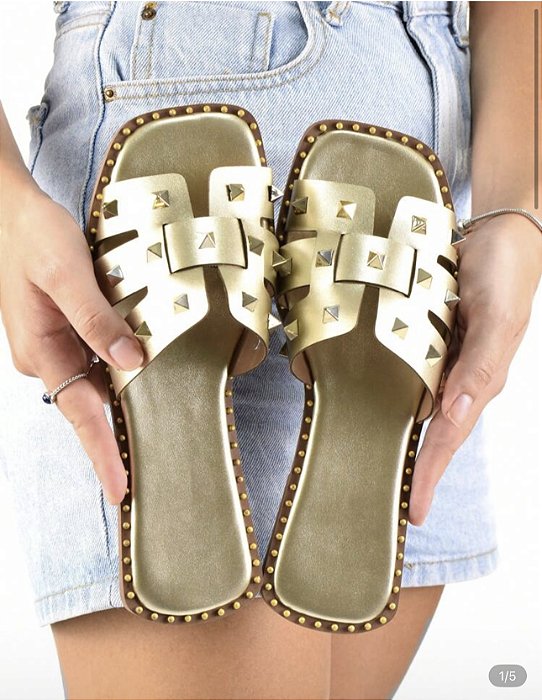 Chinelo H Spike Dourado