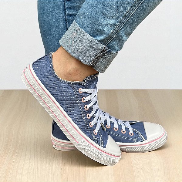 Tênis Star PREMIUM Jeans Claro/Rosa