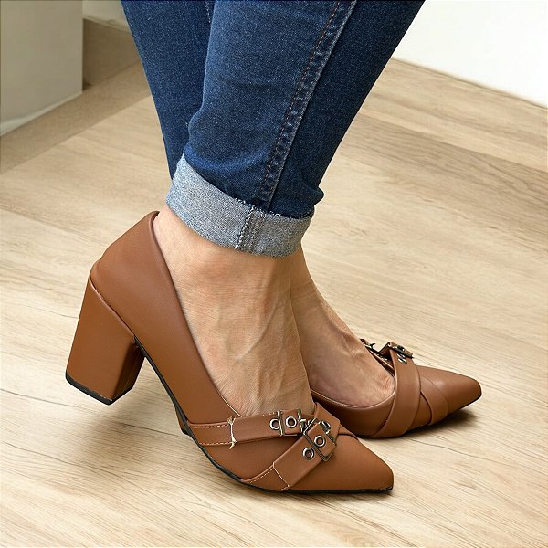 Sapato Scarpin Inglaterra Caramelo Salto Alto