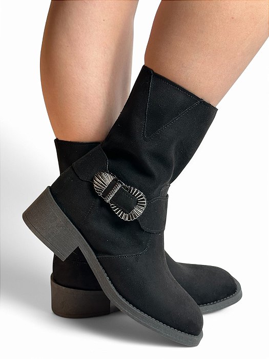 Bota Boho Cano Curto Preta
