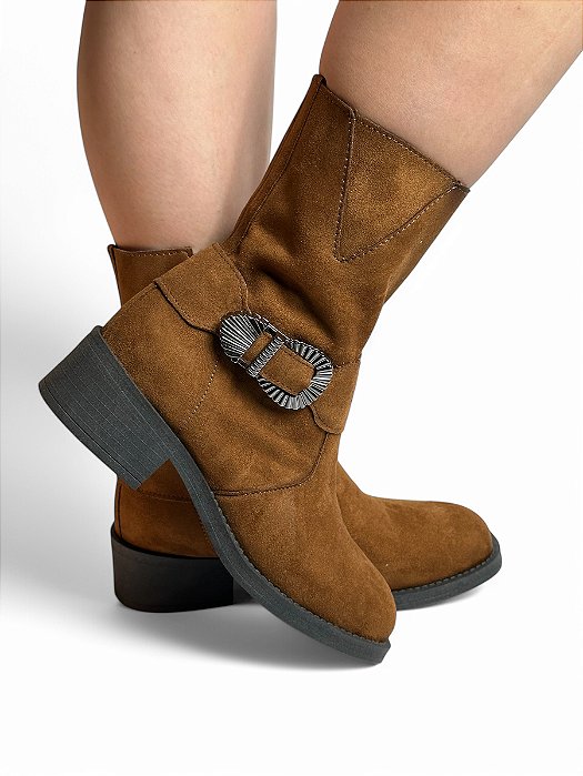 Bota Boho Cano Curto Caramelo