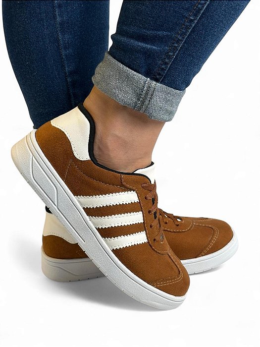 Tênis Cadarço Suede Caramelo