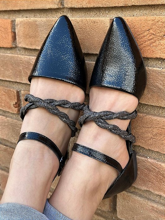 Salomé Preta Strass Cruzado