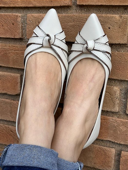 Sapatilha Bico Fino Tiras Glacial Off-White
