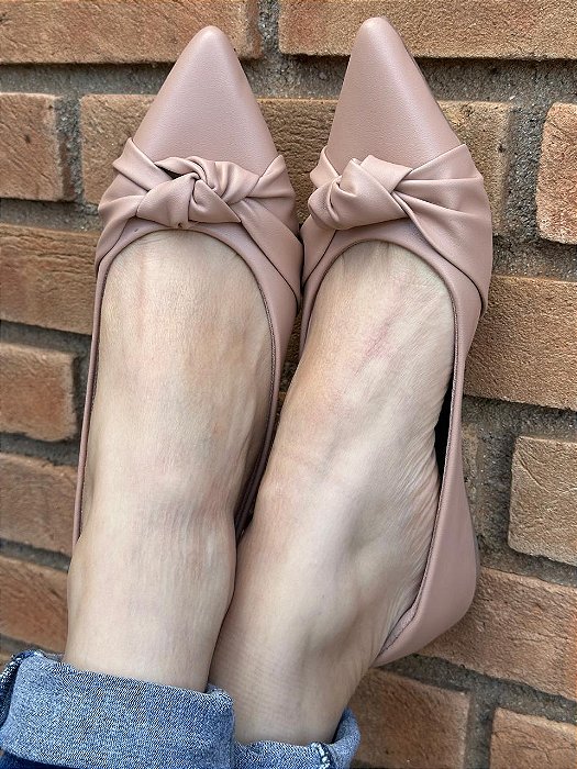 Sapatilha Bico Fino Nó Nude