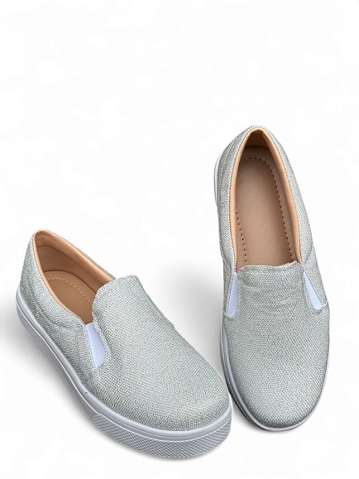 Tênis Slip On Galáxia Branco (Glitter)