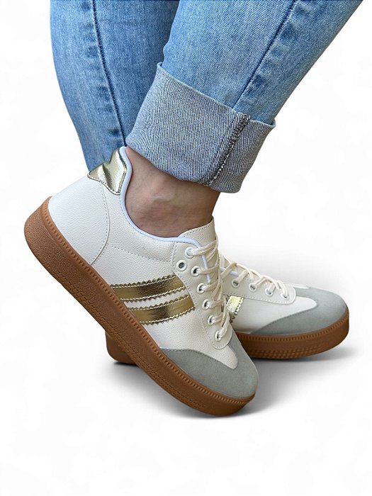 Tênis PLATAFORMA Samb  Dourado com Off White
