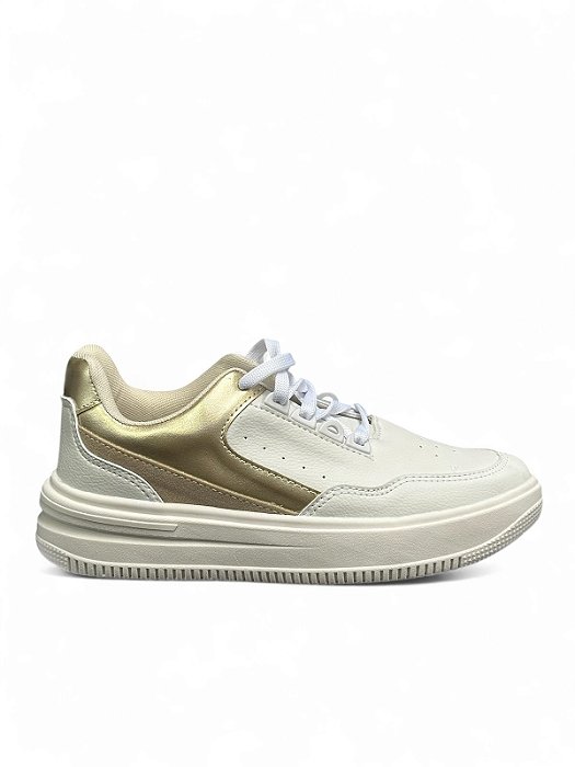 Tênis PLATAFORMA BRANCO detalhe Dourado