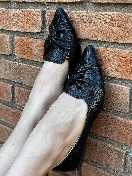 Slipper Bico FIno Croquinho Nó Preto