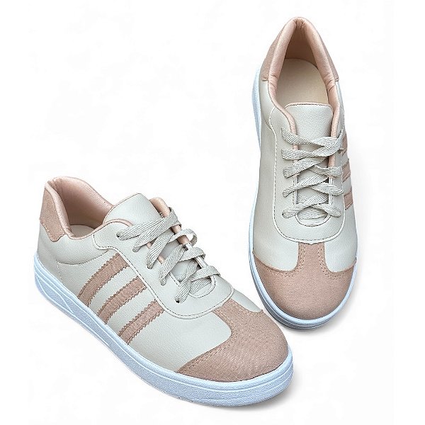 Tênis cadarço Suede Nude