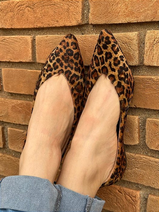 Sapatilha Bico Fino Animal Print Onça