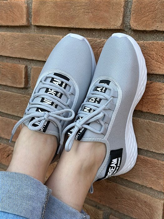 Tênis Meia Run Cinza Detalhe Preto