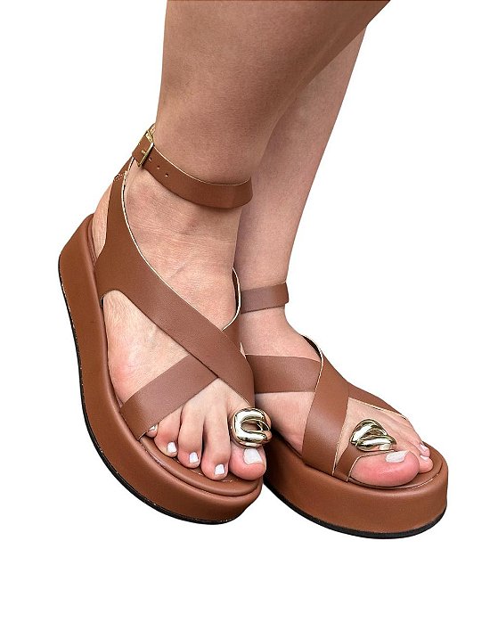 Sandália Flat Macadâmia Caramelo