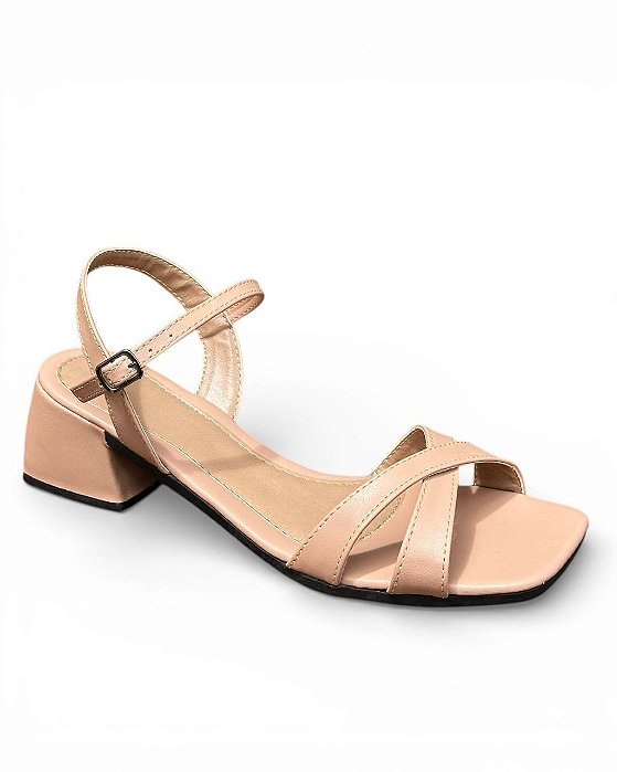 Sandália Salto Bloco Classic Nude