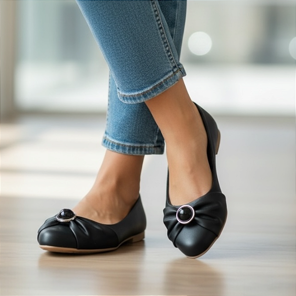 Sapatilha Oval Pedra Preta