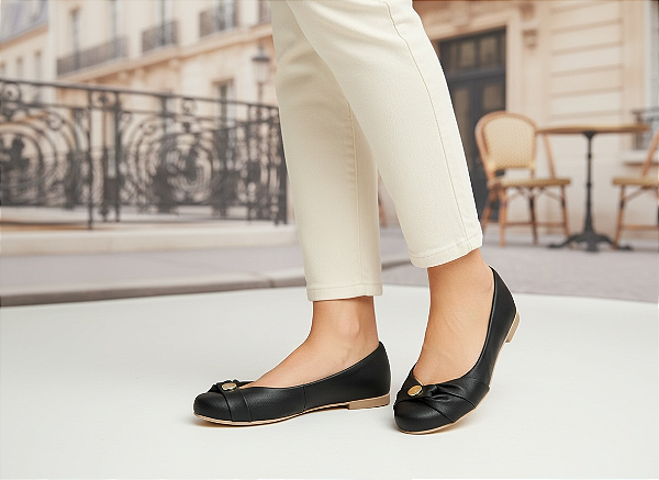 Sapatilha Redonda Comfort Omã Preta