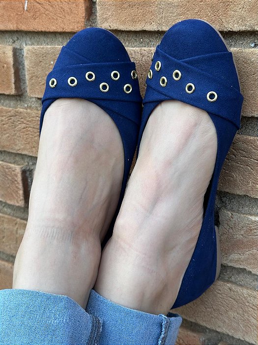 Sapatilha Comfort Redonda Ilhós Azul