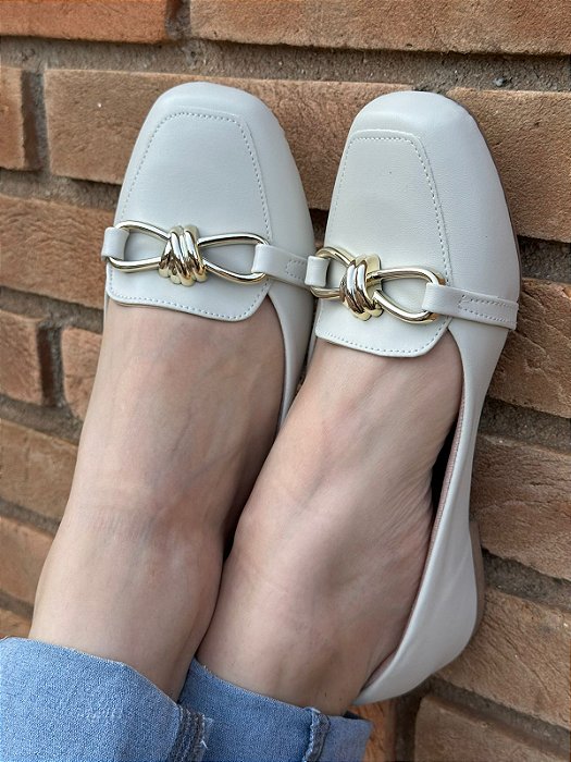 Mocassim Comfort Fivela Infinite Off-White