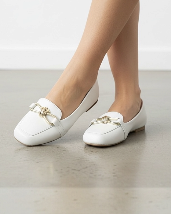 Mocassim Comfort Fivela Infinite Off-White