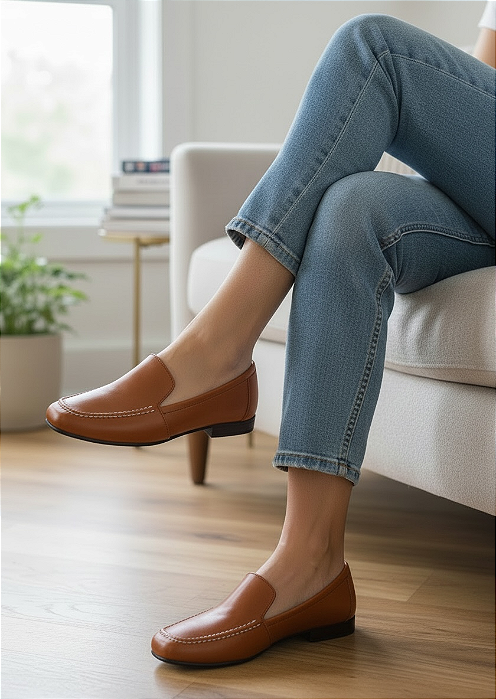 Mocassim Comfort Bordado Caramelo