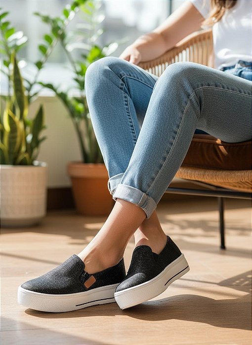 Slip On Holográfico Preto
