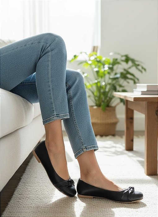 Sapatilha Comfort Redonda Nozinho Preta