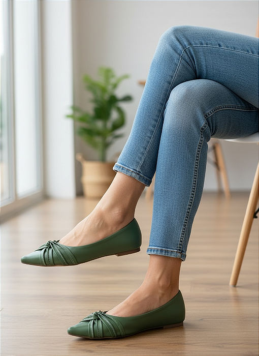 Sapatilha Bico Fino nó Verde