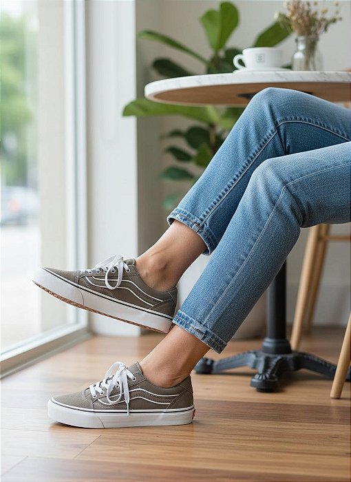 Tênis Cadarço Old School Cinza