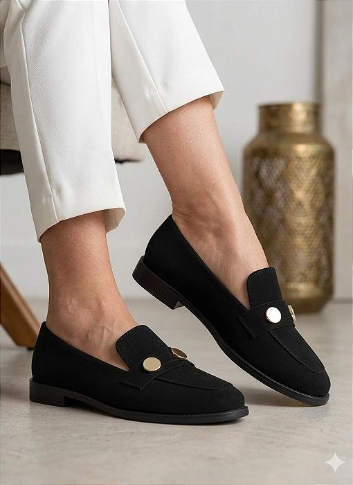 Mocassim Slim Turquia Camurça Preto