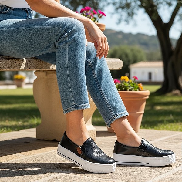 Slip On LUXO Zipper Preto