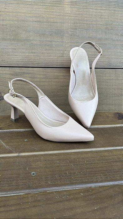 Sapato Scarpin Slingback Salto Taça Liso Nude