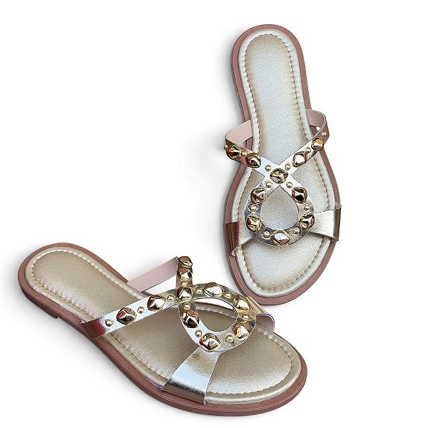 Chinelo Rasteira Infinite Dourada