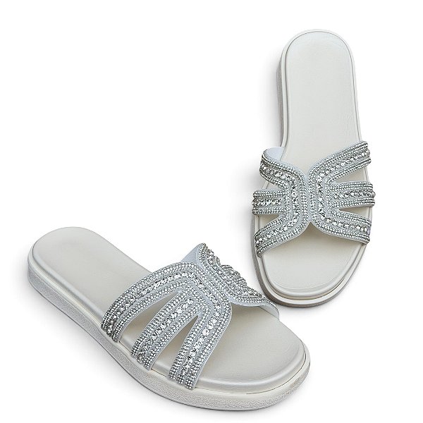 Chinelo FLAT Dubai Pedraria Off-White