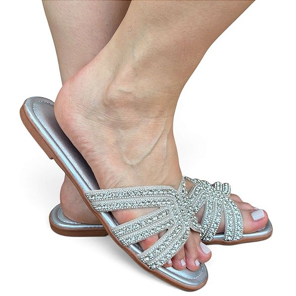 Chinelo RASTEIRA Dubai Pedraria Prata