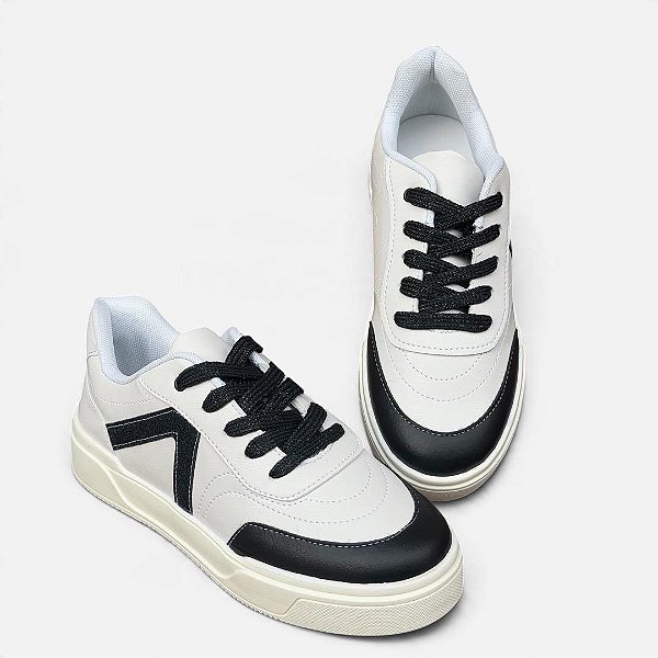 Tênis Cadarço Comfort Dubai Branco/Preto