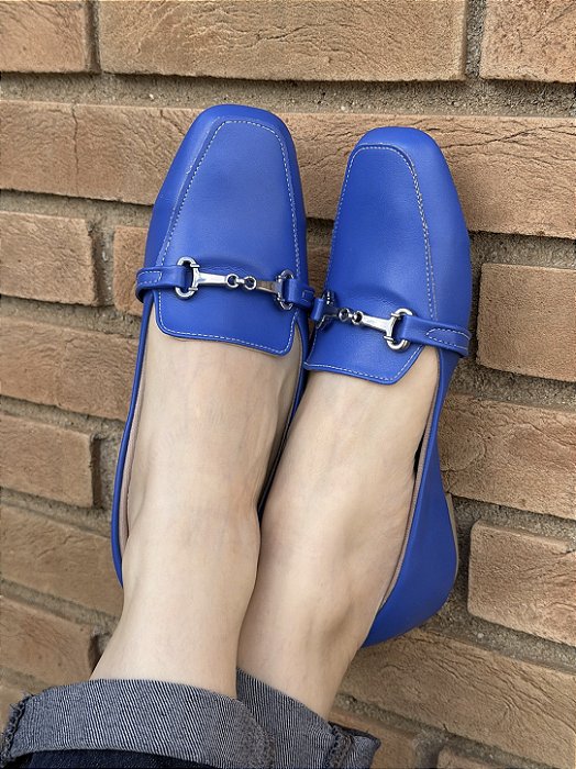 Mocassim Comfort Júpter Fivela Azul Royal